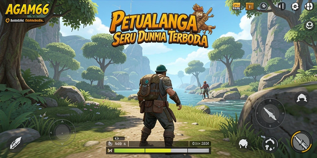 Screenshot gameplay AGAM66 dengan pemandangan indah dunia terbuka.