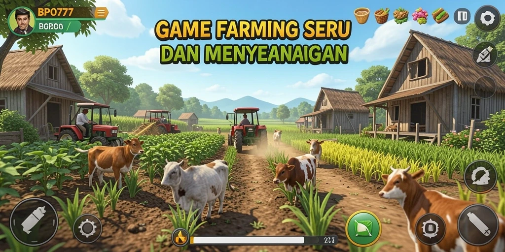 Gameplay seru BPO777 dengan aktivitas pertanian yang menarik.