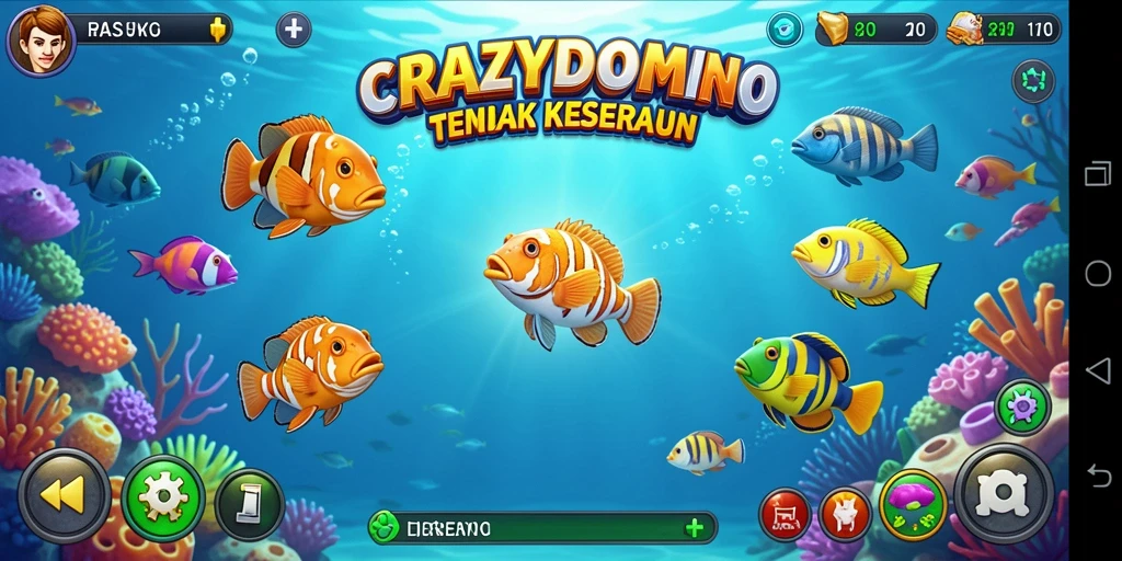 Tampilan gameplay seru di CRAZYDOMINO dengan aksi tembak ikan.