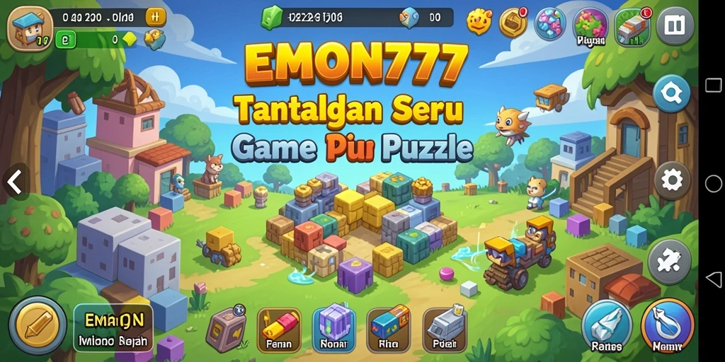 Tampilan gameplay menarik di dalam EMON777 dengan berbagai puzzle.
