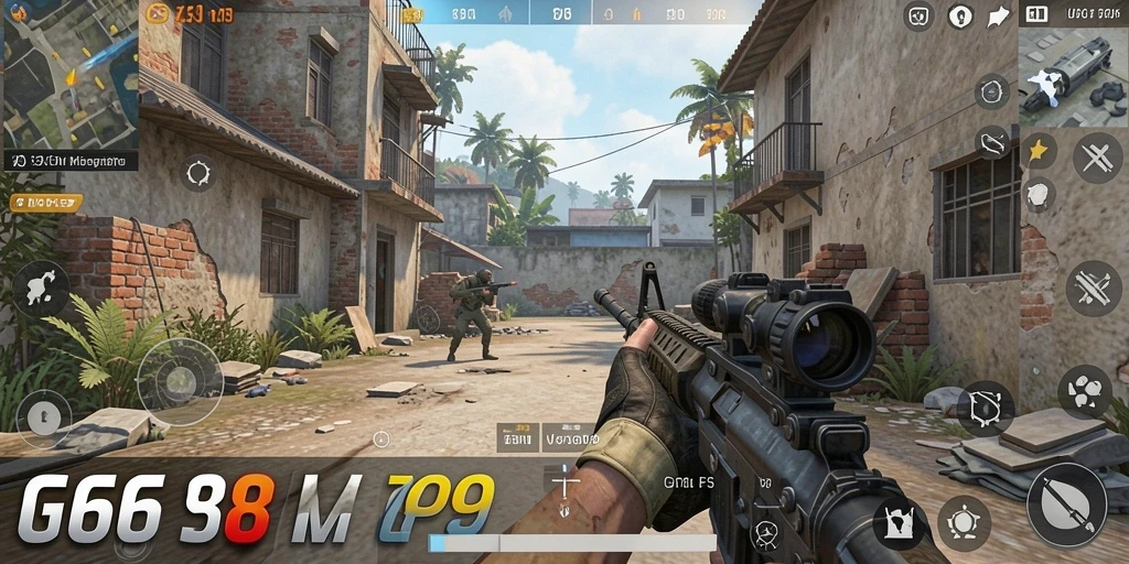 Screenshot menunjukkan momen menegangkan dalam pertempuran FPS.