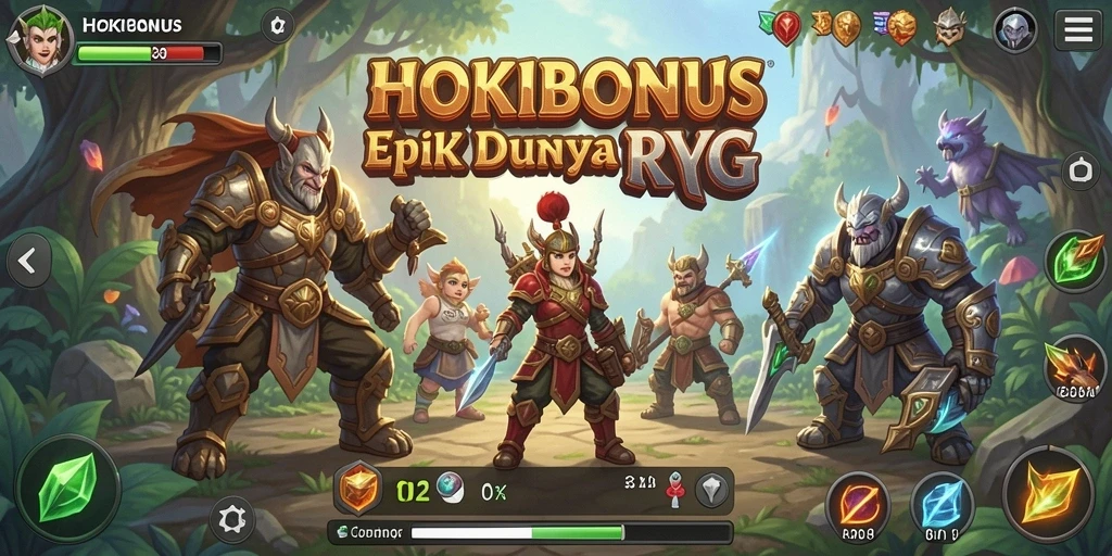 Tampilan gameplay RPG HOKIBONUS yang epik dan mendebarkan.