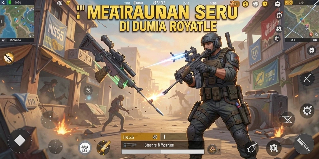 Screenshot INS55 menampilkan aksi intens dalam pertarungan Battle Royale.