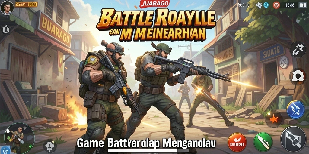 Tampilan gameplay JUARAGO yang intens dalam pertandingan Battle Royale.