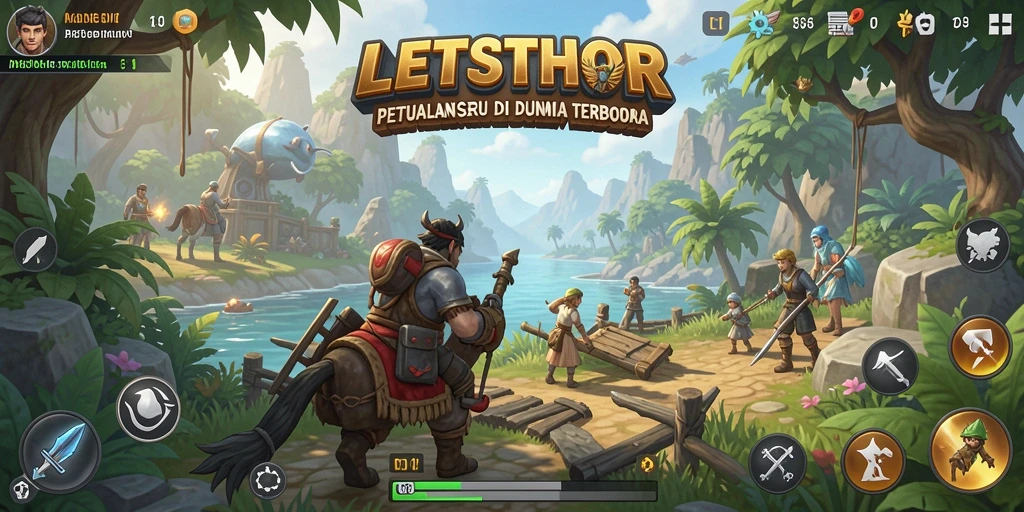 Tampilan gameplay LETSTHOR di dunia terbuka yang luas.