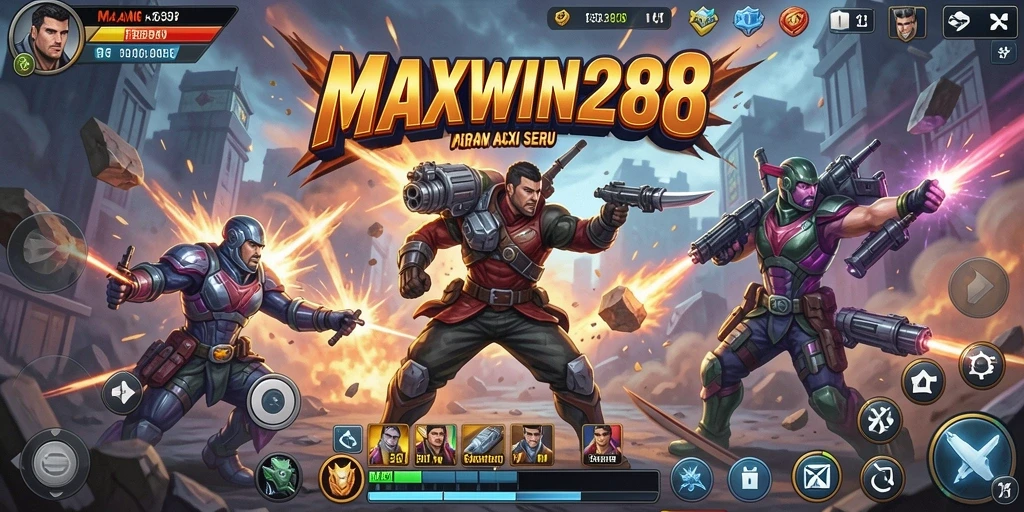 Tampilan gameplay seru dan penuh aksi di MAXWIN288.