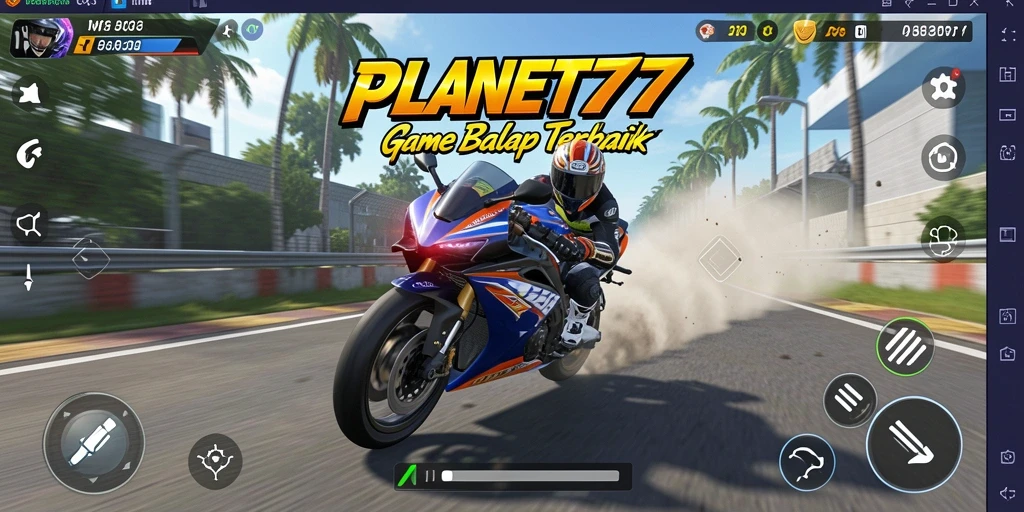 Tampilan gameplay balap motor yang cepat dan mendebarkan.