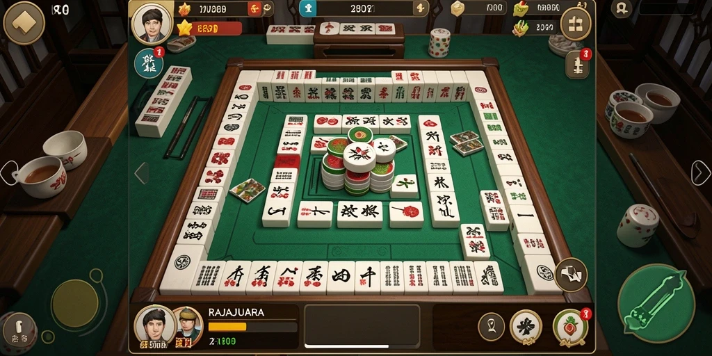 Tampilan gameplay Mahjong yang menarik dari RAJAJUARA.