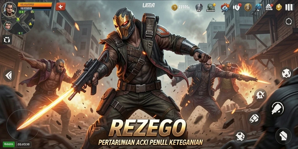 Tampilan aksi mendebarkan dalam gameplay REZEGO yang menawan.